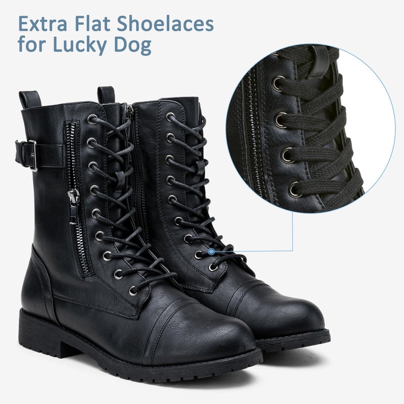 Vepose Women's Black Combat Boots Low Heel, Mid Calf Military Boots, 928 Size 8.5 US - with Card Knife Wallet Pocket (CJY928 Black 08.5) - Image 4